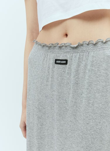 Miu Miu 徽标贴饰中长半裙  灰色 miu0255005
