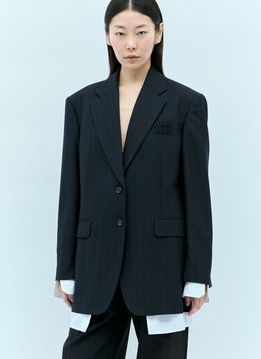 Single-Breasted Pinstripe Blazer Miu Miu Single-Breasted Pinstripe Blazer Navy miu0255013