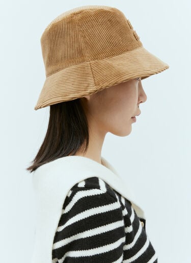 Embossed Logo Velvet Bucket Hat Miu Miu Embossed Logo Velvet Bucket Hat Brown miu0255025