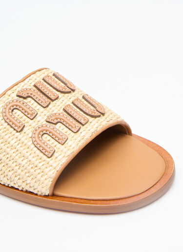 Miu Miu 로고 패치 우븐 슬라이드 베이지 miu0256017