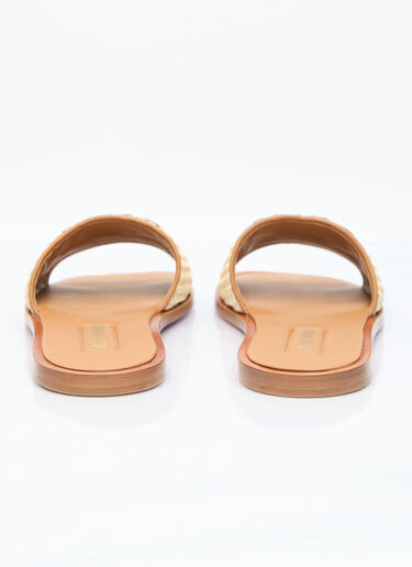 Miu Miu 로고 패치 우븐 슬라이드 베이지 miu0256017
