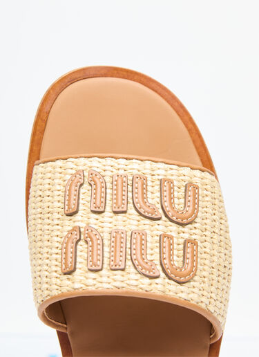 로고 패치 우븐 슬라이드 Miu Miu 로고 패치 우븐 슬라이드 베이지 miu0256017