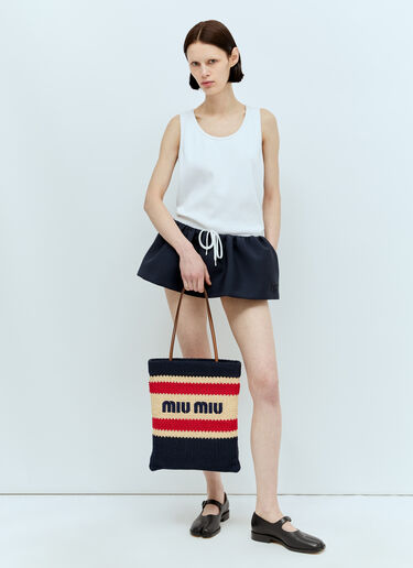 Miu Miu 钩编托特包 藏蓝色 miu0256025