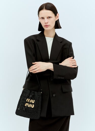 Woven-Fabric Mini Shoulder Bag Miu Miu Woven-Fabric Mini Shoulder Bag Black miu0256027