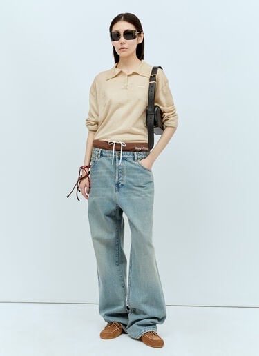 Miu Miu 캐시미어 폴로 스웨터 베이지 miu0256038