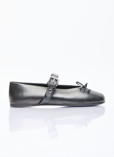 버클 발레리나 플랫 Miu Miu 버클 발레리나 플랫 블랙 miu0256045
