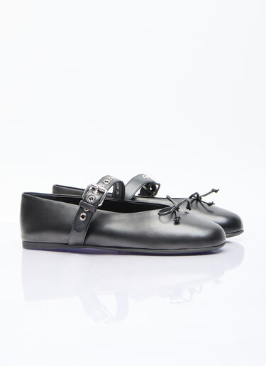 버클 발레리나 플랫 Miu Miu 버클 발레리나 플랫 블랙 miu0256045