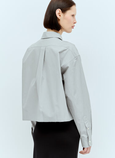 Miu Miu 로고 자수 포플린 셔츠 그레이 miu0256075