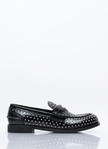スタッズ付きレザーローファー Miu Miu スタッズ付きレザーローファー ブラック miu0257015