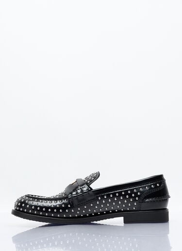 スタッズ付きレザーローファー Miu Miu スタッズ付きレザーローファー ブラック miu0257015