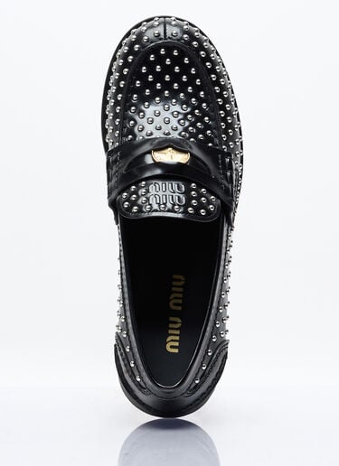 Miu Miu スタッズ付きレザーローファー ブラック miu0257015