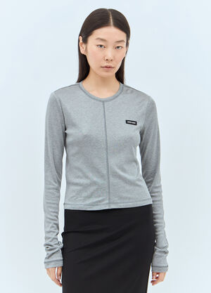 Miu Miu Silk T-Shirt Grey miu0258012