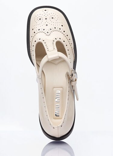 Miu Miu Patent Leather Mary Jane Shoes Ivory miu0258022