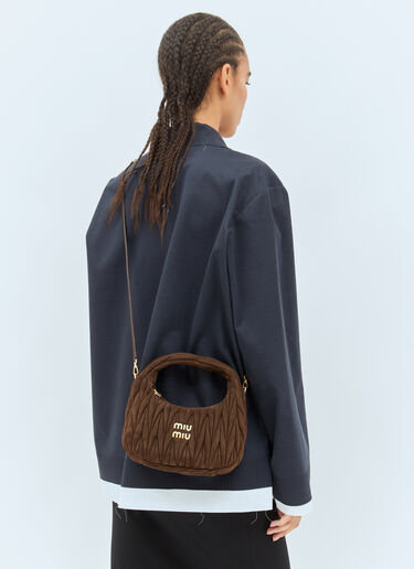 Miu Miu Wander Matelassé Suede Mini Shoulder Bag Brown miu0258028