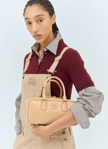Miu Miu 아르카디 가죽 핸드백 베이지 miu0258053