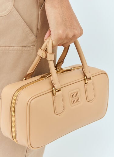 Miu Miu 아르카디 가죽 핸드백 베이지 miu0258053
