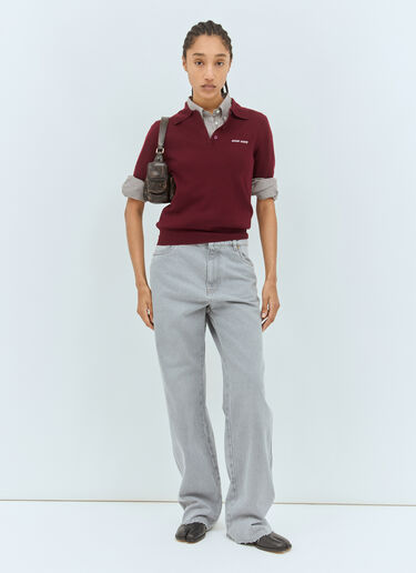 Miu Miu Wool Polo Shirt Burgundy miu0258076