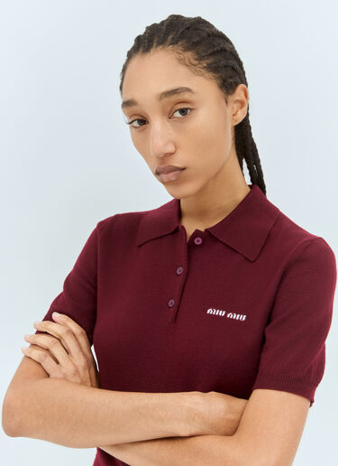 Miu Miu Wool Polo Shirt Burgundy miu0258076