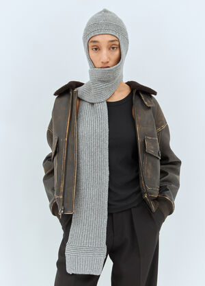 Miu Miu Wool And Cashmere Hood Grey miu0258078