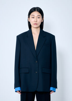 Miu Miu Single-Breasted Gabardine Blazer Blue miu0259007