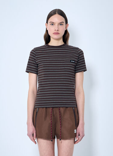 Striped T-Shirt Miu Miu Striped T-Shirt Brown miu0259010