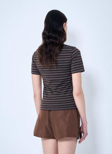 Miu Miu Striped T-Shirt Brown miu0259010