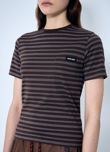 Striped T-Shirt Miu Miu Striped T-Shirt Brown miu0259010