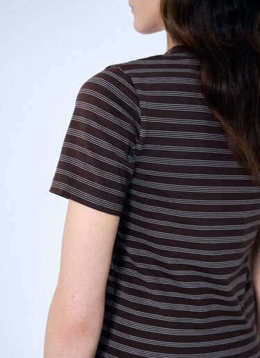 Miu Miu Striped T-Shirt Brown miu0259010
