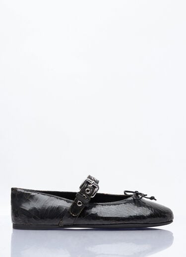 Crackled Leather Ballerina Shoes Miu Miu Crackled Leather Ballerina Shoes Brown miu0259022