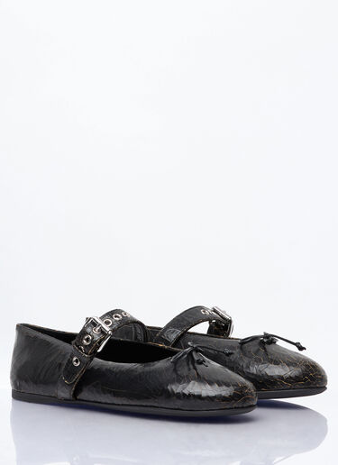 Crackled Leather Ballerina Shoes Miu Miu Crackled Leather Ballerina Shoes Brown miu0259022