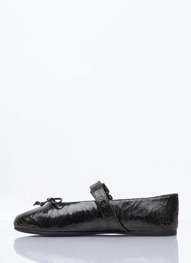 Crackled Leather Ballerina Shoes Miu Miu Crackled Leather Ballerina Shoes Brown miu0259022
