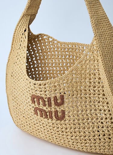 Logo Motif Crochet Shoulder Bag Miu Miu Logo Motif Crochet Shoulder Bag Natural miu0260022