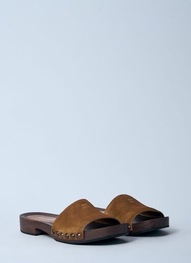 Miu Miu 褪色绒面革屐鞋  棕色 miu0260046