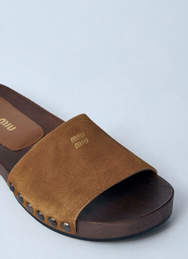 Miu Miu 褪色绒面革屐鞋  棕色 miu0260046