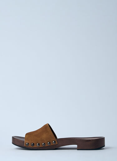Miu Miu 褪色绒面革屐鞋  棕色 miu0260046