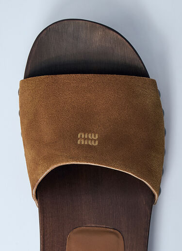 Miu Miu 褪色绒面革屐鞋  棕色 miu0260046