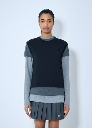 Miu Miu Set Of Three Logo Patch T-Shirts Grey miu0260055