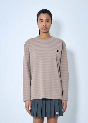 Miu Miu Logo Patch T-Shirt Beige miu0260056