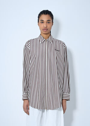 Miu Miu Striped Shirt Brown miu0260059