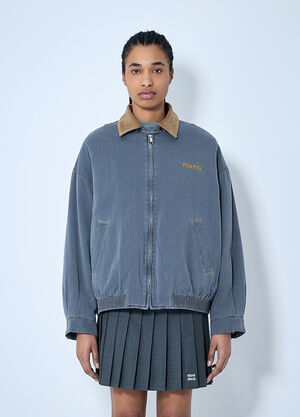 Miu Miu Chambray Jacket With Velvet Collar Grey miu0260064