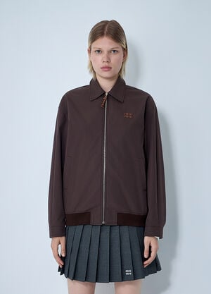 Miu Miu Panama Cotton Blouson Jacket Brown miu0261012