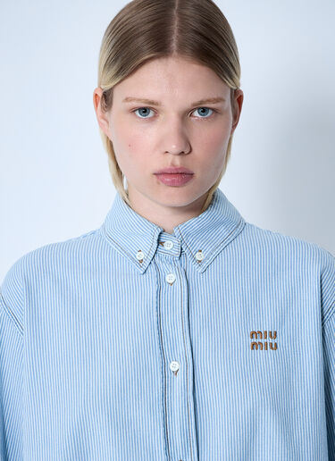 Miu Miu 条纹徽标图案衬衫  牛仔蓝 miu0261014