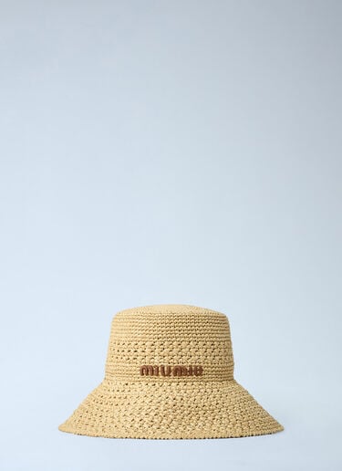 Logo Motif Bucket Hat Miu Miu Logo Motif Bucket Hat Natural miu0261027
