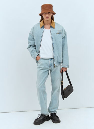 徽标贴饰牛仔裤 Miu Miu 徽标贴饰牛仔裤 蓝色 miu0358002