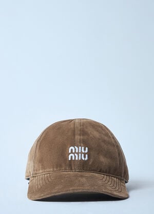 Miu Miu Velvet Baseball Cap Brown miu0359007