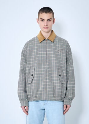 Miu Miu Checked Double-Weave Blouson Jacket Brown miu0360002