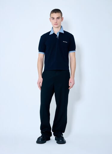 Polo Shirt With Contrast Trims Miu Miu Polo Shirt With Contrast Trims Blue miu0360006
