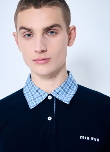 Polo Shirt With Contrast Trims Miu Miu Polo Shirt With Contrast Trims Blue miu0360006