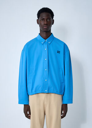 Miu Miu Logo Motif Blouson Jacket Blue miu0362010