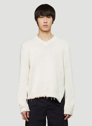 Distressed Knitted Sweater Maison Margiela Distressed Knitted Sweater White mla0143004